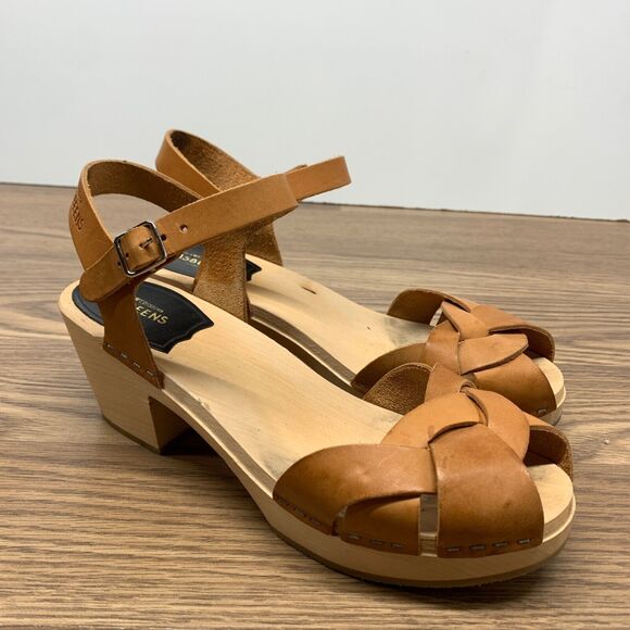 Swedish Hasbeens Shoes - Swedish Hasbeens Womens Brown Leather Clog Sandals European Size 40 US Size 9